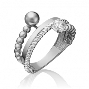 Кольцо из белого золота Platina с фианитом 01-5345-00-501-1120-38 фото