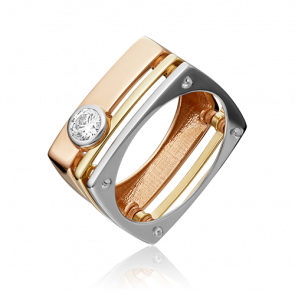 Кольцо из комбинированного золота Platina с фианитом 01-5346-00-501-1140-38 фото