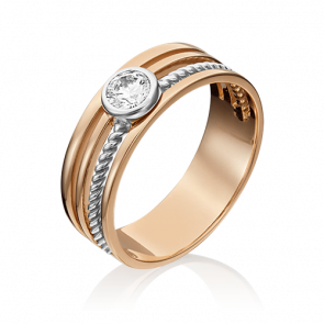 Кольцо из комбинированного золота Platina с фианитом 01-5347-00-501-1111-38 фото