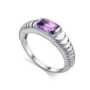 Серебряное кольцо АЛЬКОР с аметистом 01-5353/00АМ-00 фото