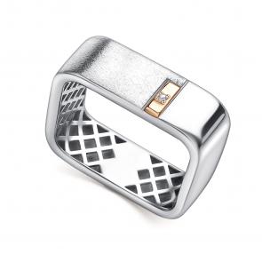 Серебряное кольцо АЛЬКОР с золотой накладкой и бриллиантом 01-5361/000Б-00 фото