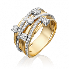 Кольцо из комбинированного золота Platina с фианитом 01-5367-00-401-1121-24 фото