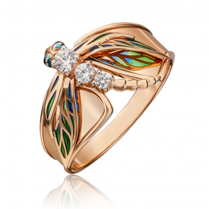 Золотое кольцо Platina с витражной эмалью и фианитом 01-5368-01-501-1110-38 фото