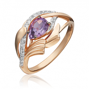 Золотое кольцо Platina с топазом и аметистом 01-5378-00-225-1110-57 фото