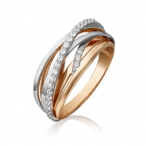 Кольцо из комбинированного золота Platina с фианитом 01-5381-00-401-1111-24 фото