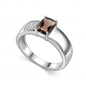 Серебряное кольцо АЛЬКОР с фианитом и раухтопазом 01-5387/00РТ-00 фото