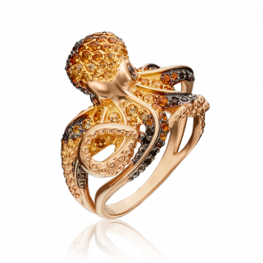 Золотое кольцо Platina с цитрином и кварцем 01-5396-00-226-1110-57 фото