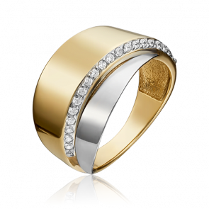 Кольцо из комбинированного золота Platina с фианитом 01-5398-00-401-1121-23 фото