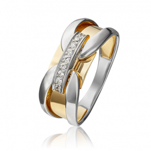 Кольцо из комбинированного золота Platina с фианитом 01-5404-00-401-1121-65 фото