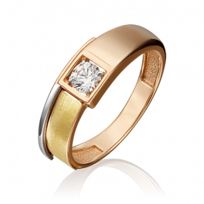 Кольцо из комбинированного золота Platina с фианитом 01-5408-00-401-1140 фото