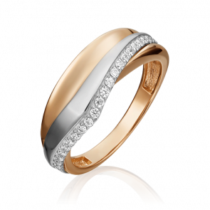 Кольцо из комбинированного золота Platina с фианитом 01-5410-00-401-1111-24 фото