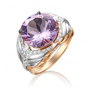 Кольцо из комбинированного золота Platina с топазом и аметистом 01-5415-00-225-1111-46 фото