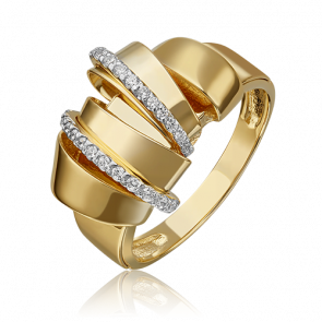 Кольцо из лимонного золота Platina с фианитом 01-5419-00-401-1130-48 фото