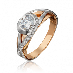 Кольцо из комбинированного золота Platina с фианитом 01-5420-00-501-1111-38 фото