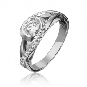 Кольцо из белого золота Platina с фианитом 01-5420-00-501-1120-38 фото