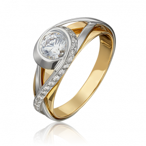 Кольцо из комбинированного золота Platina с фианитом 01-5420-00-501-1121-38 фото
