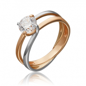 Кольцо из комбинированного золота Platina с фианитом 01-5438-00-501-1111-38 фото