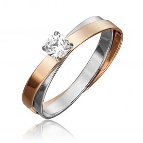 Кольцо из комбинированного золота Platina с фианитом 01-5452-00-401-1111 фото