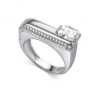 Серебряное кольцо АЛЬКОР с фианитом и горным хрусталём 01-5459/00ГХ-00 фото