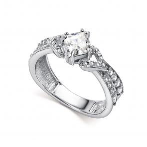 Серебряное кольцо АЛЬКОР с фианитом и горным хрусталём 01-5460/00ГХ-00 фото