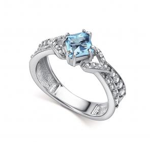 Серебряное кольцо АЛЬКОР с топазом и фианитом 01-5460/00ТБ-00 фото