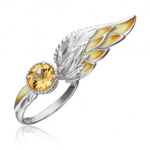Серебряное кольцо Platina с цитрином и эмалью 01-5468-00-206-0200-68 фото