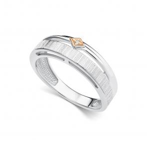 Серебряное кольцо АЛЬКОР с золотой накладкой и бриллиантом 01-5471/000Б-00 фото