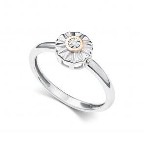 Серебряное кольцо АЛЬКОР с золотой накладкой и бриллиантом 01-5474/000Б-00 фото