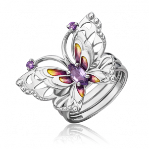 Серебряное кольцо-трансформер Platina с аметистом и эмалью 01-5482-00-203-0200-69 фото