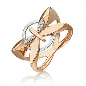 Кольцо из комбинированного золота Platina с бриллиантом 01-5493-00-101-1111 фото