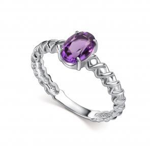 Серебряное кольцо АЛЬКОР с аметистом 01-5516/00АМ-00 фото