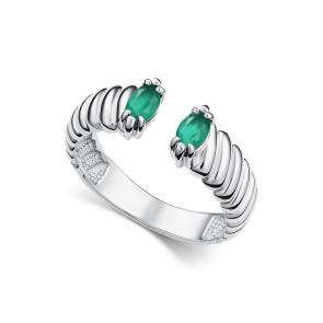 Серебряное кольцо АЛЬКОР с агатом 01-5518/00АГ-00 фото