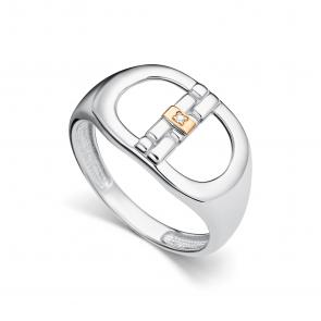Серебряное кольцо АЛЬКОР с золотой накладкой и бриллиантом 01-5520/000Б-00 фото