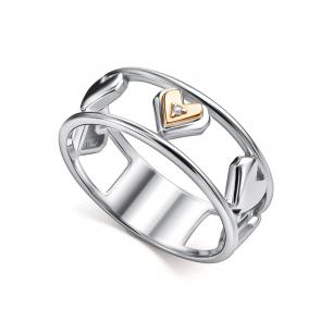 Серебряное кольцо АЛЬКОР с золотой накладкой и бриллиантом 01-5525/000Б-00 фото