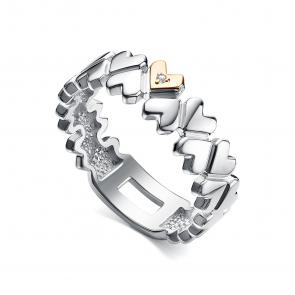 Серебряное кольцо АЛЬКОР с золотой накладкой и бриллиантом 01-5528/000Б-00 фото