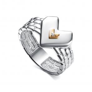 Серебряное кольцо АЛЬКОР с золотой накладкой и бриллиантом 01-5529/000Б-00 фото