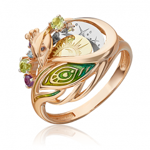 Кольцо из комбинированного золота Platina с топазом, аметистом, хризолитом и эмалью 01-5531-00-221-1140 фото