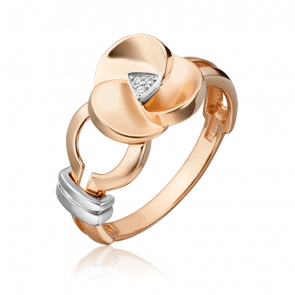 Кольцо из комбинированного золота Platina с бриллиантом 01-5608-00-101-1111 фото