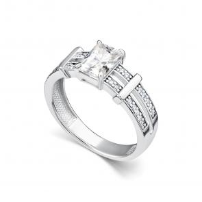 Серебряное кольцо АЛЬКОР с фианитом и горным хрусталём 01-5680/00ГХ-00 фото