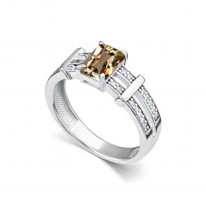 Серебряное кольцо АЛЬКОР с фианитом и султанитом 01-5680/00СТ-00 фото
