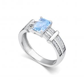 Серебряное кольцо АЛЬКОР с топазом и фианитом 01-5680/00ТБ-00 фото