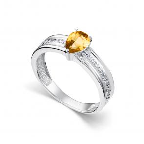 Серебряное кольцо АЛЬКОР с фианитом и цитрином 01-5681/00ЦТ-00 фото