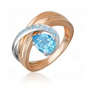 Кольцо из комбинированного золота Platina с топазом 01-5708-00-201-1111 фото