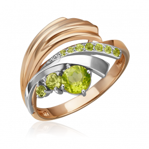 Кольцо из комбинированного золота Platina с хризолитом 01-5709-00-205-1111 фото