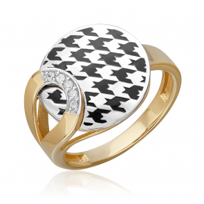 Кольцо из комбинированного золота Platina с фианитом и эмалью 01-5717-00-401-1121 фото