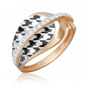 Кольцо из комбинированного золота Platina с фианитом и эмалью 01-5718-00-401-1111 фото