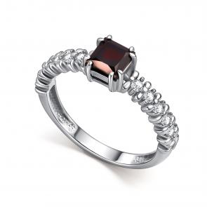 Серебряное кольцо АЛЬКОР с фианитом и гранатом 01-5718/00ГР-00 фото