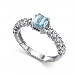 Серебряное кольцо АЛЬКОР с топазом и фианитом 01-5718/00ТБ-00 фото