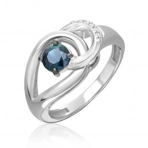 Кольцо из белого золота Platina с бриллиантом и сапфиром 01-5722-00-105-1120 фото