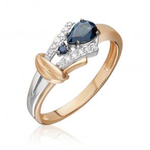 Кольцо из комбинированного золота Platina с бриллиантом и сапфиром 01-5727-00-105-1111 фото